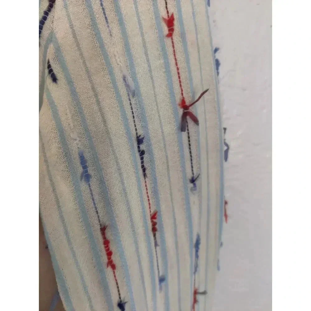 Anthropologie Drew Long Sleeve Boho Stripe Top Fringe‎ Hem V-Neck Size S
